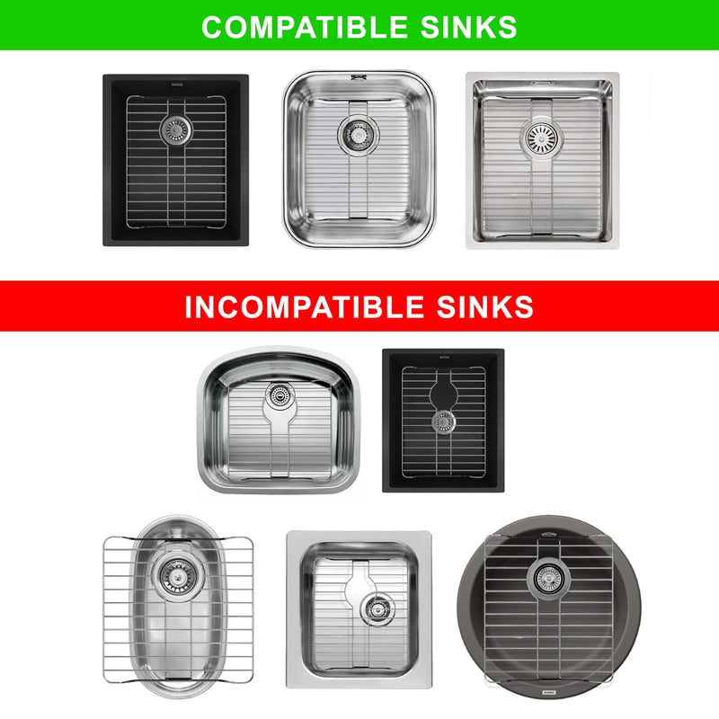 SunnyPoint 304 Stainless Steel Sink Protector Rack With Rear Drain Hole – Rust-Resistant Grid for Kitchen Sink Bottom, Scratch Prevention - Rear Drain Hole Required (16" X 13") 16" X 13"