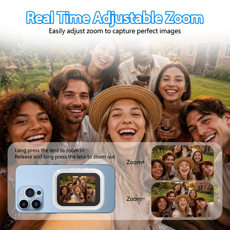 Magnetic Selfie Monitor Screen for iPhone & Android, 2.4" HD Back Camera Selfie Monitor with 50FT Wireless Preview and Capture for Vlogging, Live Streaming & Content Creation