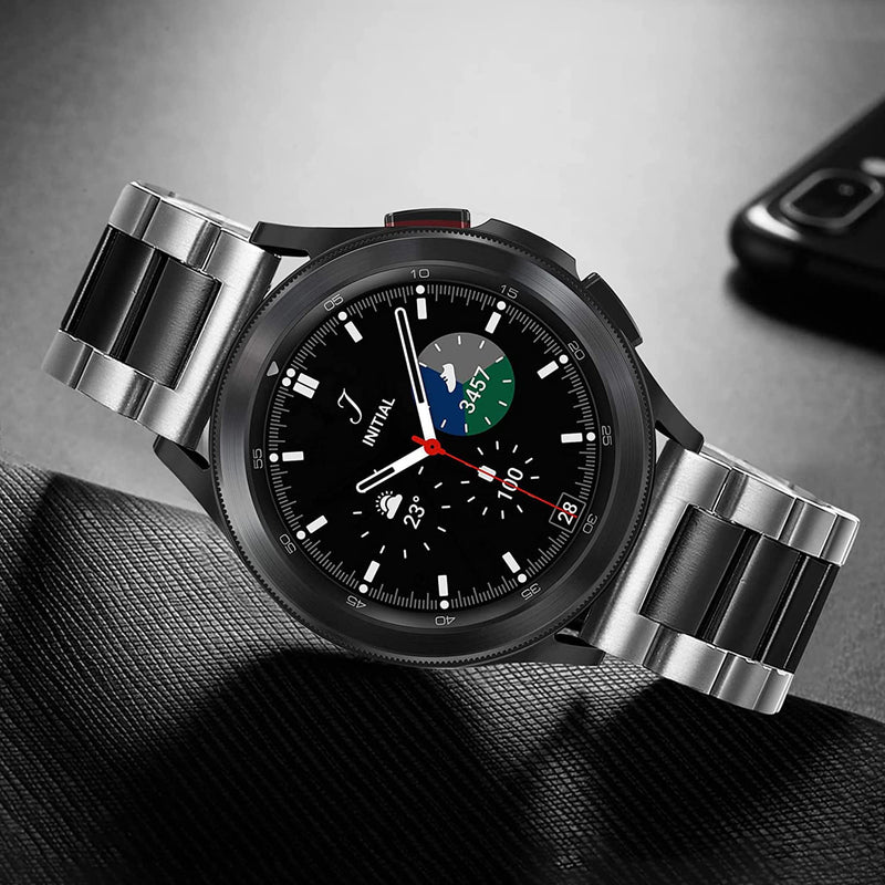 Lamshaw Compatible for WITHit Giga Smartwatch Bands, Quick Release Stainless Steel Metal Replacement Straps Compatible for WITHit Giga, Deca Smartwatch Silver-Black 22mm size band