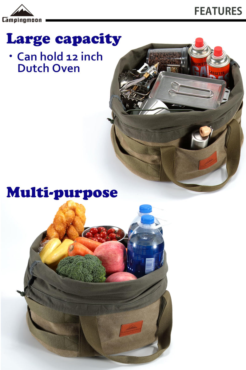 camping moon Carry Bag for Dutch Oven Durable Canvas Bag for 12-inch Dutch Oven (Do-32bk)