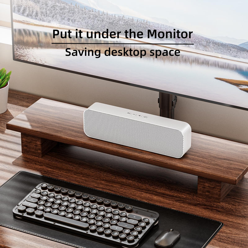 Computer Speakers for Desktop PC,USB Powered & Plug and Play,with Bluetooth 5.3/3.5mm AUX Input,Small Bluetooth Speakers with Stereo Sound Fit Under the Monitor for Office Work, Gaming, Music Bright White