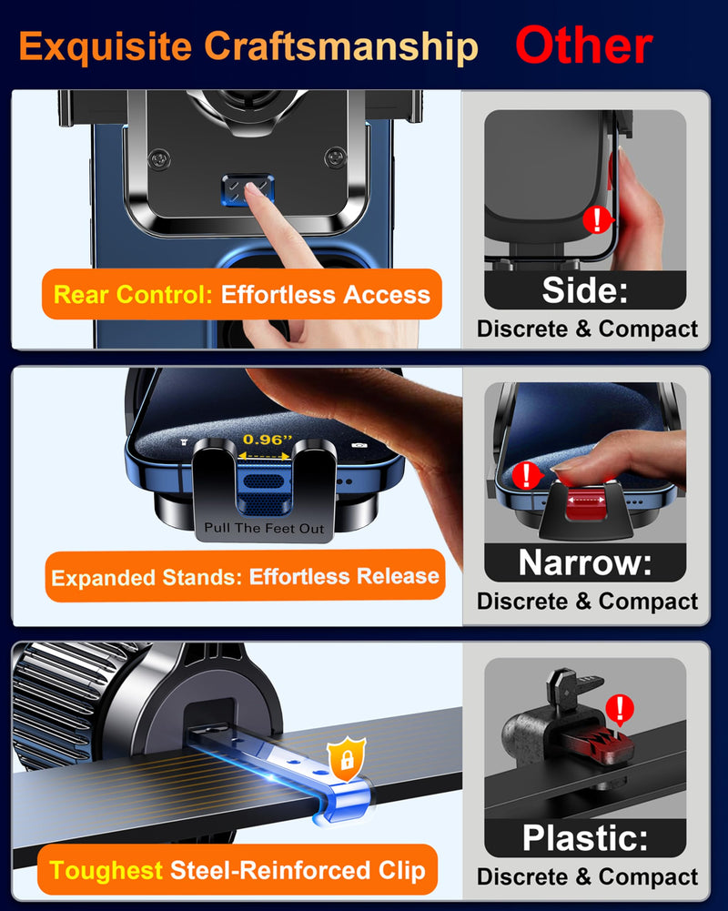 Qifutan Dash Mounted Holders Phone Holders for Your Car Phone Mount for Car Windshield Dashboard Air Vent Universal Hands Free Automobile Cell Phone Holder Fit for iPhone Smartphone Dash-B