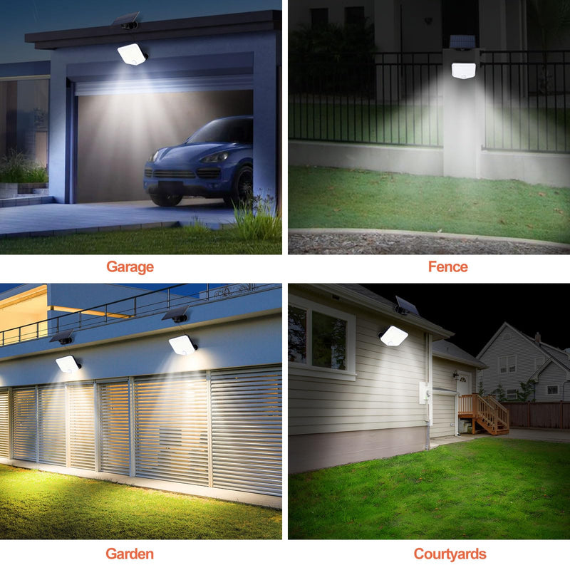 153 LED Solar Wall Lights, 180°Beam Angle Solar Security Lights Outdoor, Solar Powered Motion Sensor Lights Outside with Remote, Waterproof Flood Light for Porch, Patio,Yard,Garage,2 Pack 2