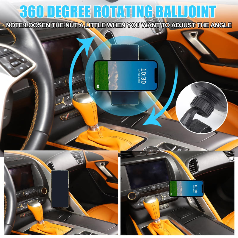 Car Phone Holder for Corvette C7 2014-2019 Aluminum Centre Console Handle Fixed Mobile Phone Mount Holder for Car Fit for iPhone Android and Universally Smartphones (A) A