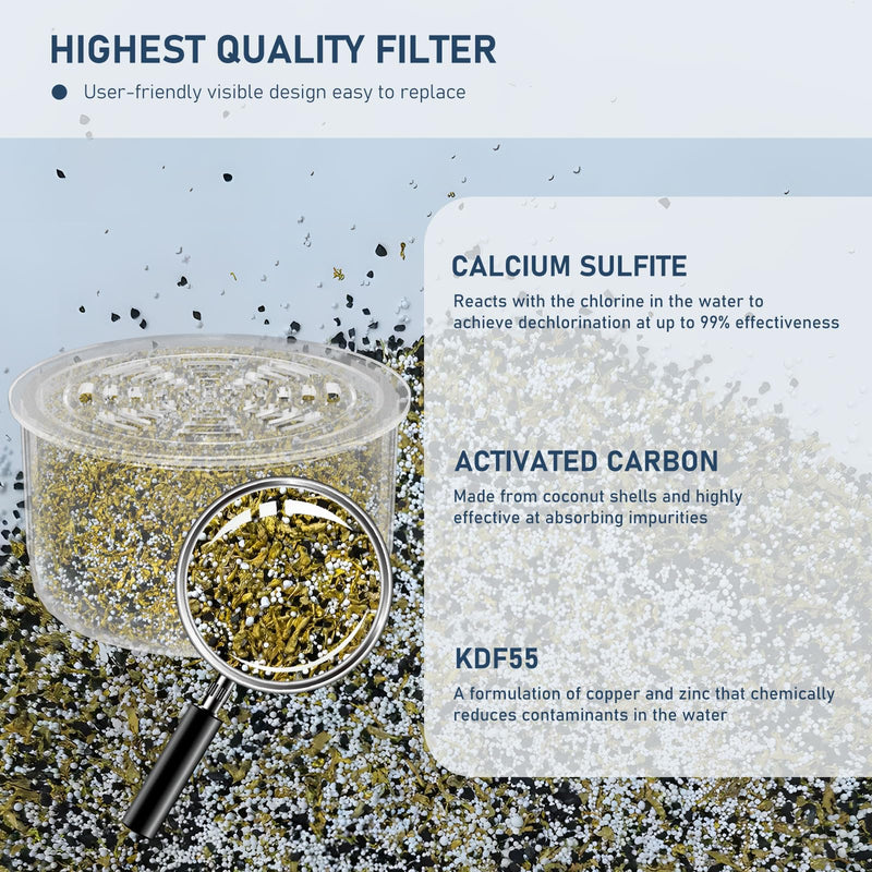 3 Pack Shower Head Filter Replacement Cartridge Compatible with All Canopy Handheld & Fixed Filtered Shower Head, Water Softener Filter for Hard Water, Reduce Chlorine and Harmful Substances 3 Pack