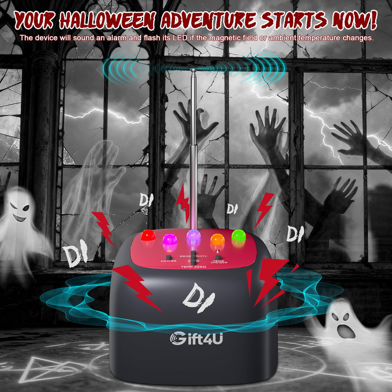 Ghost Hunting Equipment, Paranormal Investigation Equipment Portable Ghost Hunting Kit, EMF & Temp Sensor Detector with 5 Sensitivity Levels and Auto-Calibration, Halloween Gifts(Red) Red