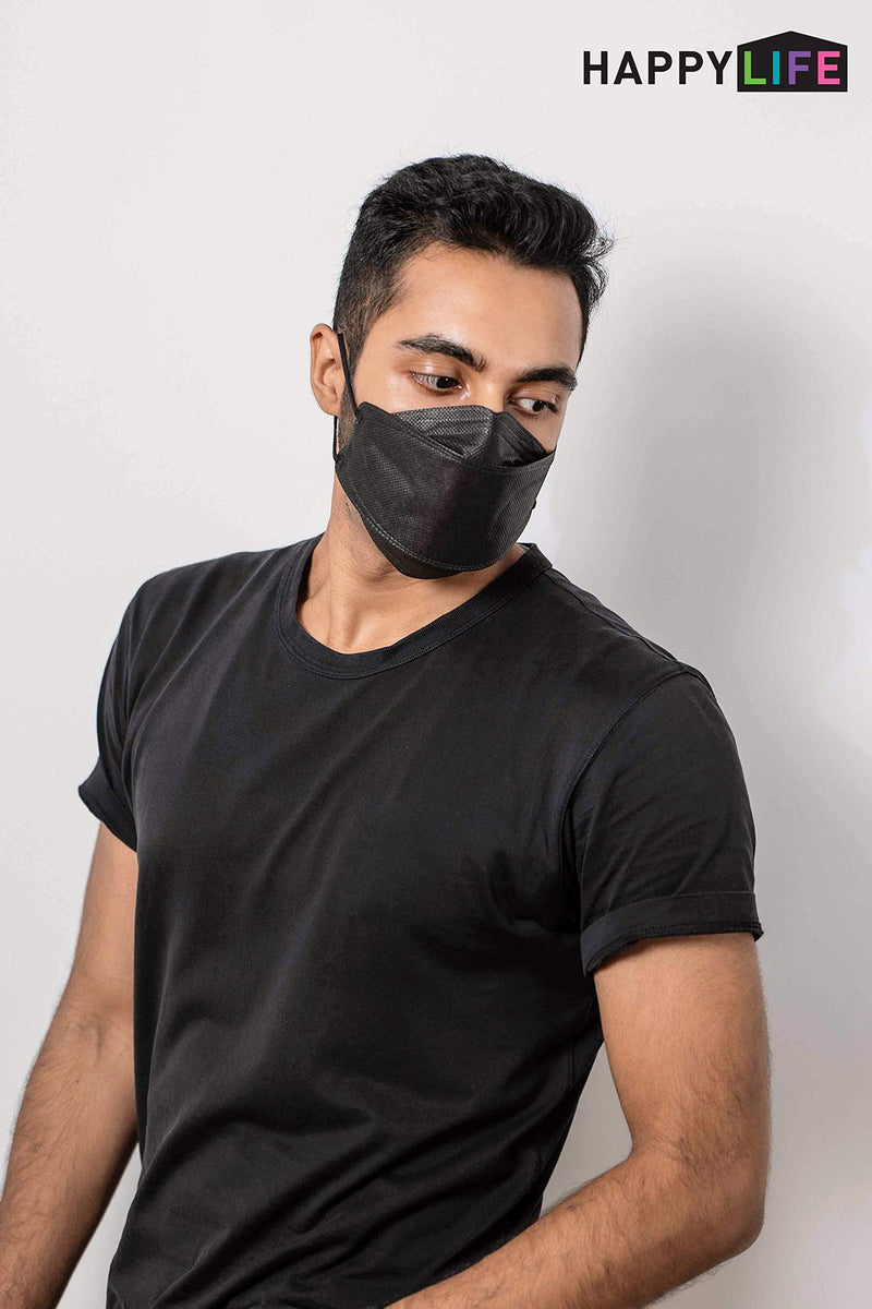 (30PCS) Good Day KF94 Black Face Masks, 4-Layer Filters Breathable Comfortable Nose, Made in Korea.