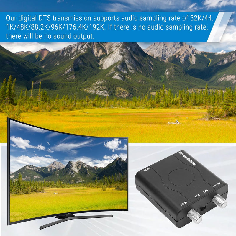 HDMI to RF Modulator for TV Game Console | Plug and Play Coax RF Converter for TV, 1080P PLL Control NTSC Output CH3/CH4 RF Converter for Antenna TVs and Game Consoles