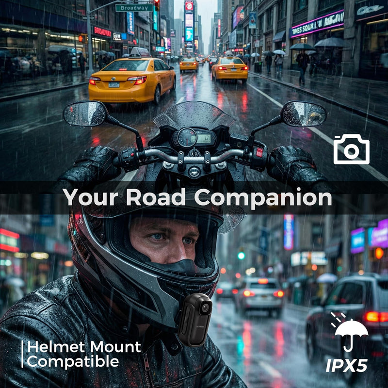 POV Body Camera with 1.47" Display, 2K HD Thumb Action Camera, 64GB Magnetic Wearable Body Cam with Charging Case, 6-8H Total Runtime, App GPS Data Overlay & Stabilization with 64G Card