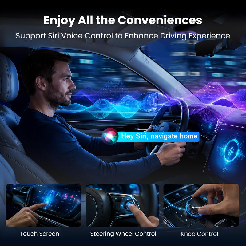 3-in-1 Magic Video Box—Wireless CarPlay & Android Auto Adapter Support Netflix,YouTube,TikTok,TF Card,Wired-to-Wireless Conversion, No Latency Car Play AI Box for Cars from 2016 & IOS10+/Android 11+ Black