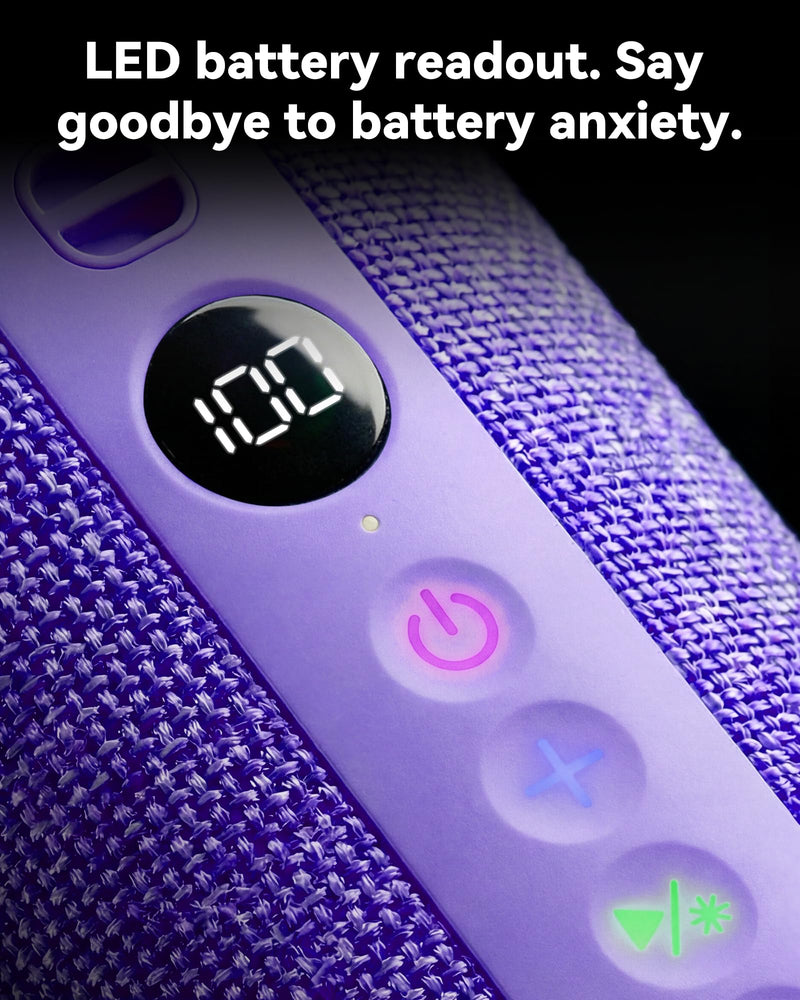 BassBloom Roar 3 Portable Bluetooth Speaker,20W Powerful Sound with Deep Bass,IPX6 Waterproof,24H Playtime,Bluetooth 5.4,RGB Lights,Wireless TWS Pairing (Purple)