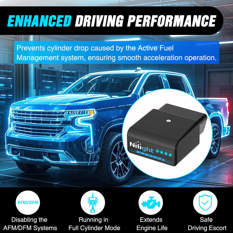 Nilight AFM Disabler Active Fuel Management Delete AFM/DFM Disabler for 5.3 Silverado Chevy 2010-2018 GMC Sierra Yukon Tahoe Avalanche Cadillac Escalade V6 & V8 Engine 3.6L 5.3L 6.0L 6.2L Vehicle Blue