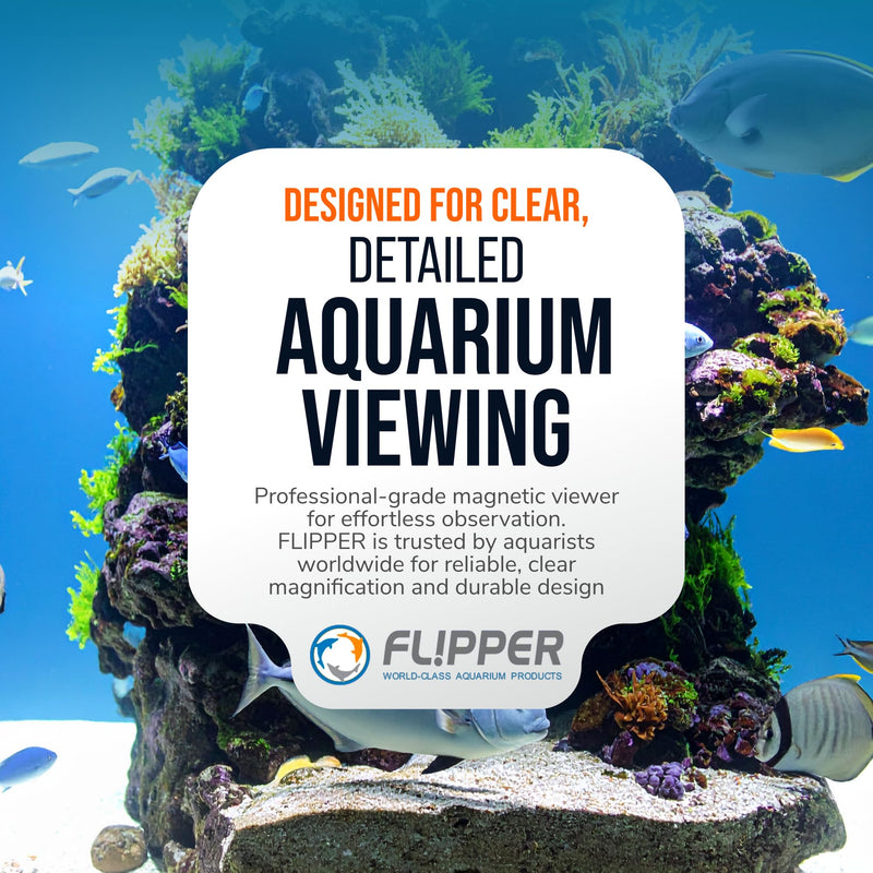 Flipper DeepSee 4" Magnetic Aquarium Viewer – Optical-Grade Magnifying Lens for Glass & Acrylic Tanks up to 5/8" Thick – Hands-Free Underwater Viewing for Fish, Corals & Aquarium Photography – Clear STD 4"