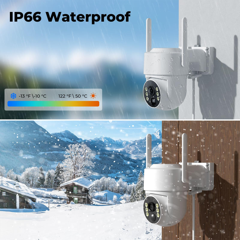 Camcamp Security Cameras Wireless Outdoor, Solar Powered Wireless Security Camera System, 2K PTZ, Color Night Vision, PIR Motion Detection, App Alert, 2-Way Talk, IP66 Waterproof Add-on-Cam