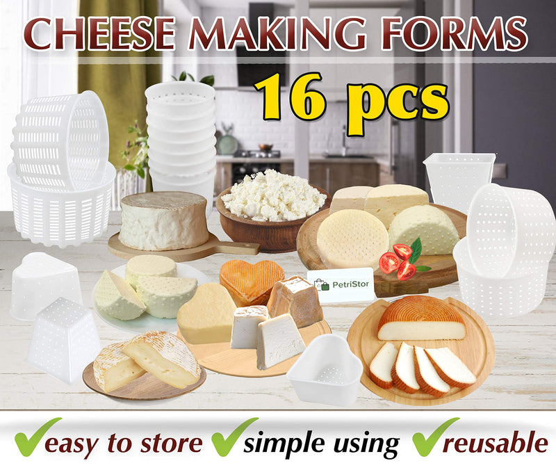 16 Pcs Soft Cheese Making Kit for Beginners - Small Cheese Molds - Cream Cheese Molds for Making Cheese - Molde Para Queso Fresco Casero - Paneer Maker Mold - Cheese Making Supplies №3