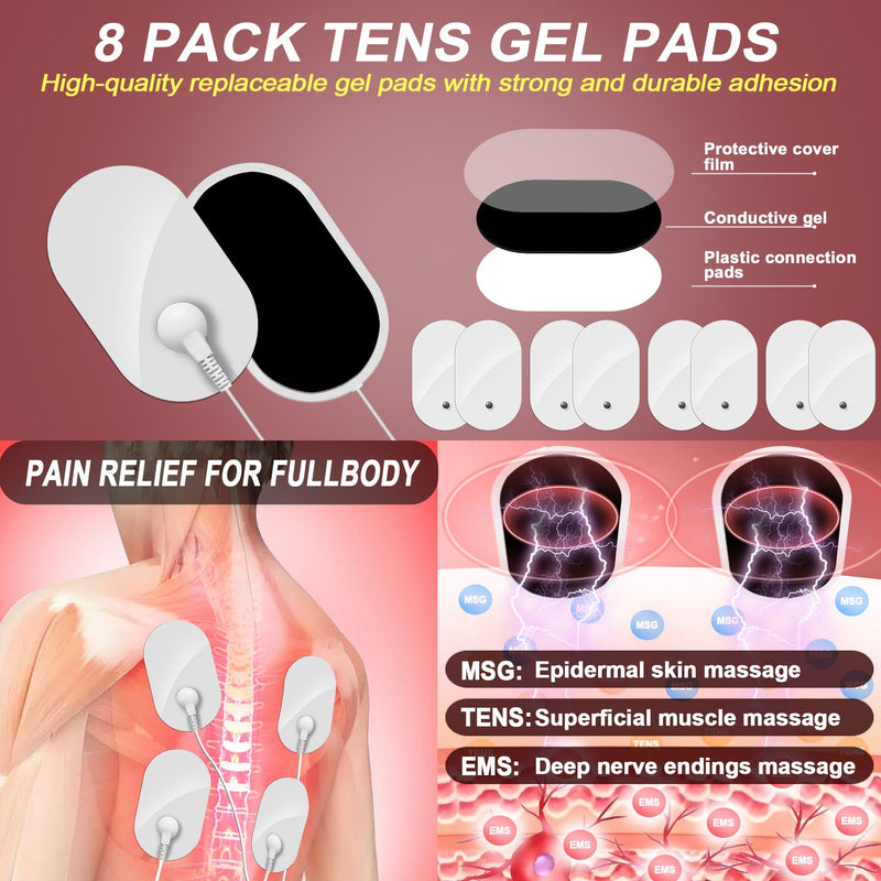 TENS Unit EMS Muscle Stimulator, Dual Channel Muscle Stimulator Machine for Back Neck Shoulder Pain Relief, Low-Frequency Multi-Function Physiotherapy Instrument Large Screen Electric Pulse Massager