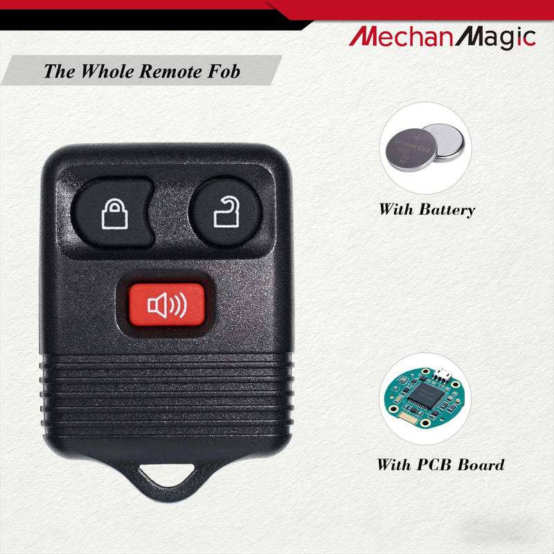 Key Fob Replacement Kit Fits for Ford F150 F250 F350 Explorer Expedition Excursion Ranger Lincoln 1998-2003 Remote with Uncut Transponder Ignition Key (H72-PT 4C Chip)