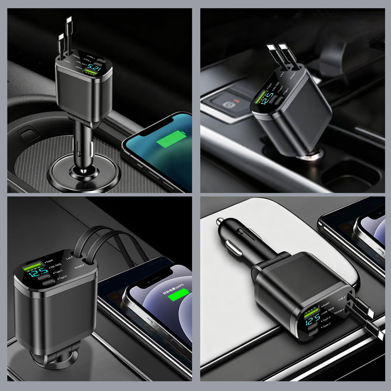 Retractable 5-in-1 Charging in-Car Device | High-Power, Battery-Free 66.0