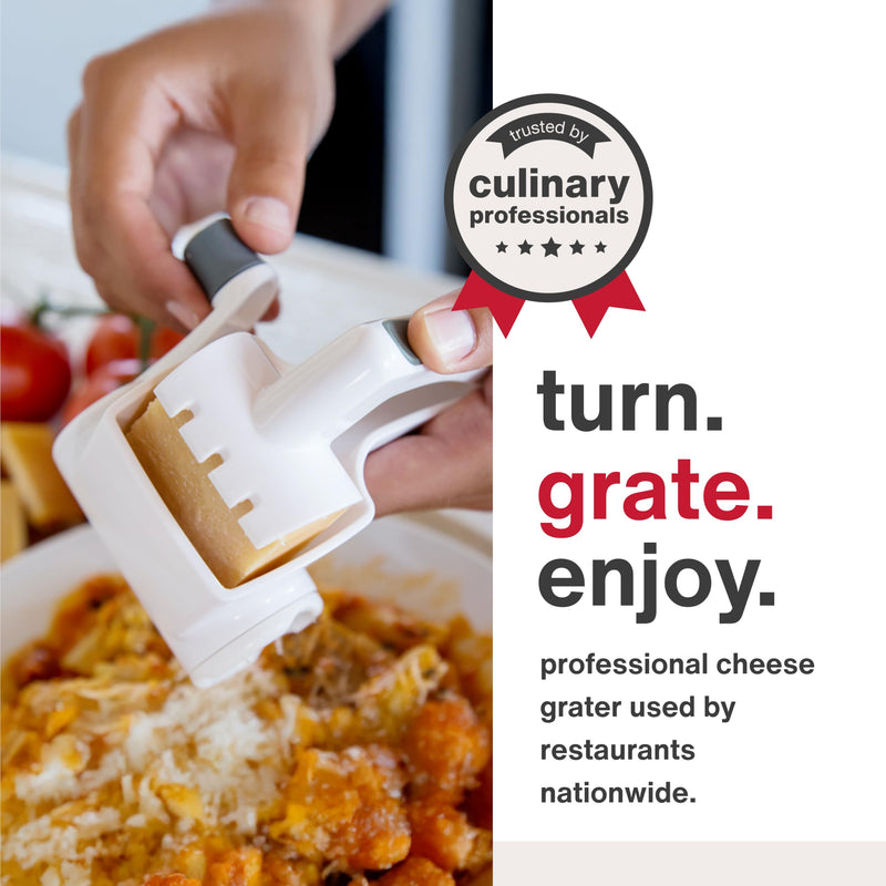 Zyliss Classic Rotary Cheese Grater - NSF Restaurant Certified Handheld Grater - Can be used for Hard Cheese, Chocolate & More - With Comfortable Handle & Easy-to-Clean Drum - White Restaurant Cheese Grater