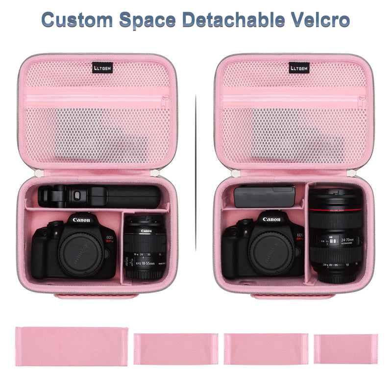 Small Camera Case Bag for Canon EOS Rebel T7/R50//R100 DSLR Camera Pink | Hard Carrying Travel Case for Canon EOS Rebel T7/R50//R100/R6 Mark II/R8/R6 Mark III/R50 V/T6/R10/R5 Mark II DSLR SLR Camera Small