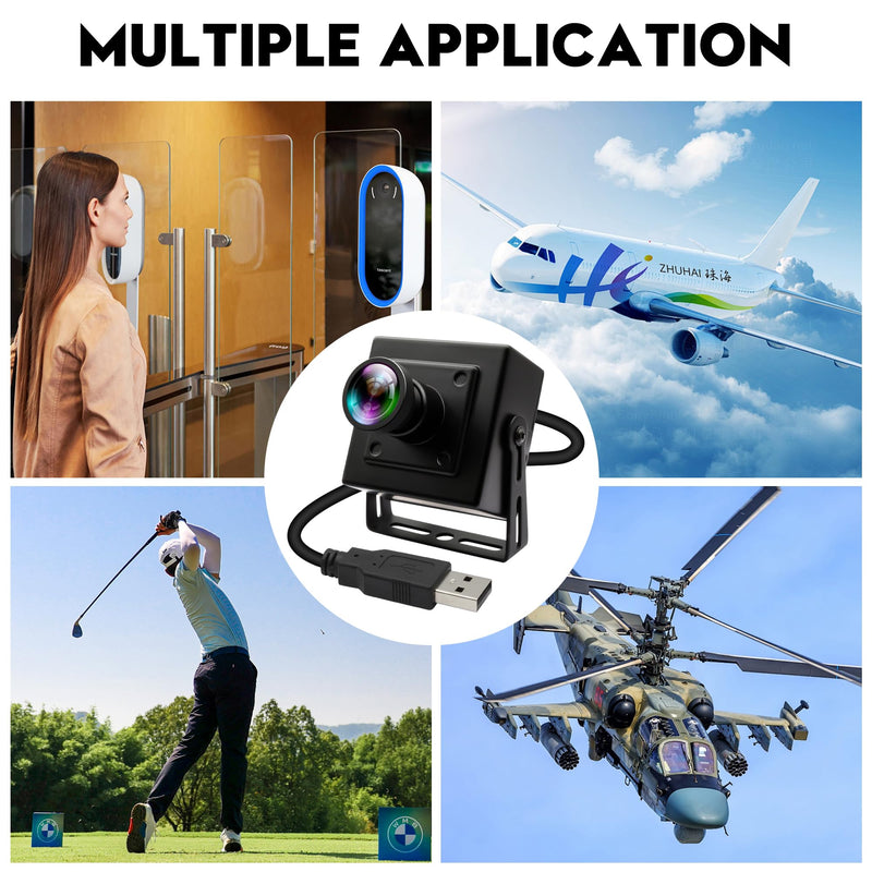 50FPS USB Camera Global Shutter High Speed Golf Swing USB Webcam with Wide Angle No Distortion Color Lens USB2.0 Plug and Play for Slow Motion Industrial Machine VR Robotic Vision 110 Degree No Distortion Lens