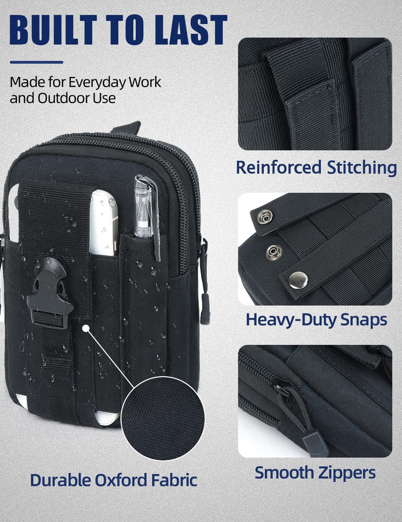 J.SH Tactical Waist Belt Pouch, Utility Wallet Pouch, Waist Bag for Belt | Bag with Phone Belt Clip Holder Holster, Gadget Bag for Cell Phone, Keys, Tools, Work, Security, Construction & Outdoor Use