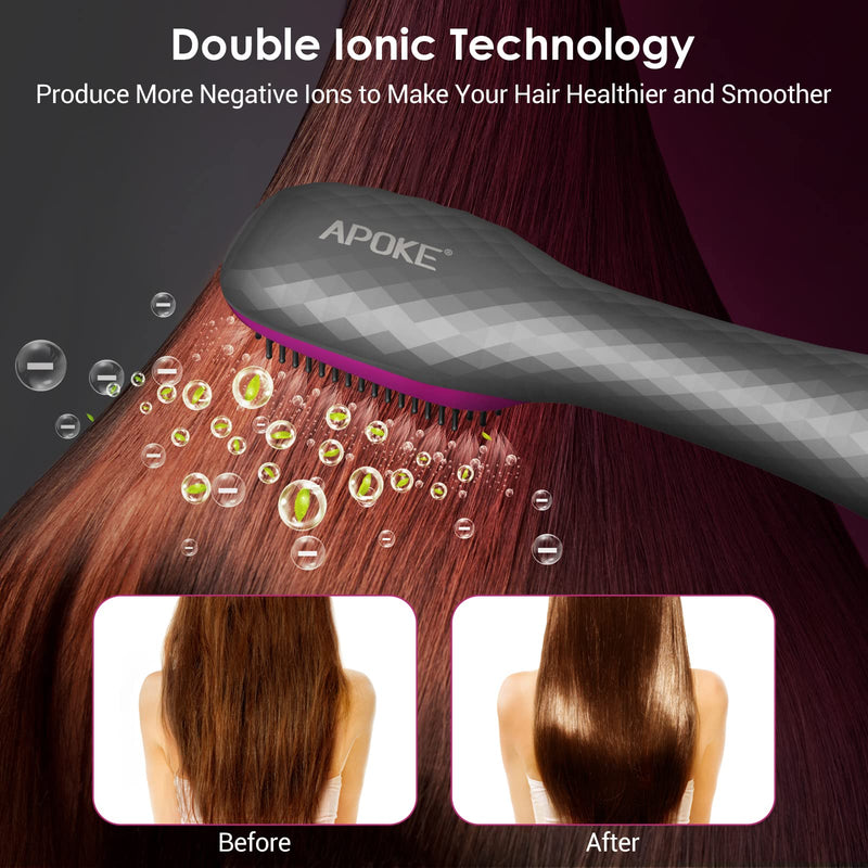APOKE 3 in 1 Hair Dryer Brush Professional 1200W Powerful Ceramic Tourmaline 3 Heat/2 Speed Settings One Step Hair Dryer and Styler Light Gray