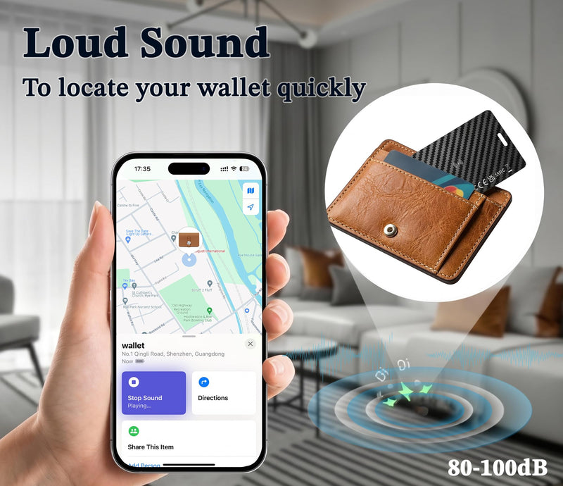 Wallet Tracker Card Compatible with Apple Find My (iOS Only) | Ultra-Slim 0.07 inches, Rechargeable Finder, IP68 Waterproof Tracking Card for Wallets, Luggage, Passport, Purse