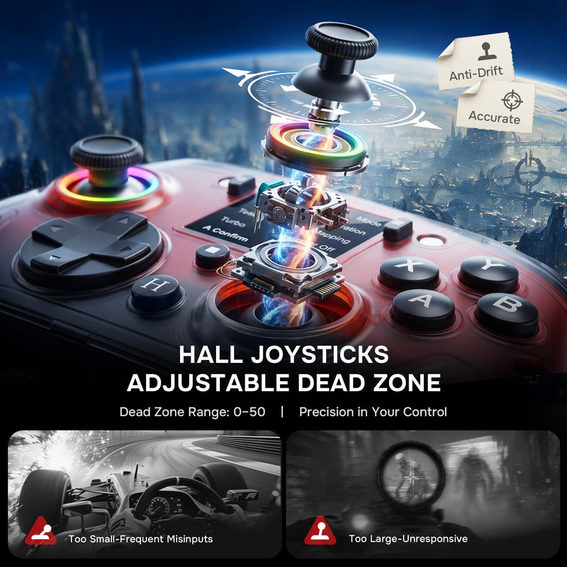 Transformers Officially Licensed Wireless Gaming Controller with Interactive Screen, 1000Hz Polling Rate, Hall Joysticks & Triggers, 4 Programmable Buttons, Compatible with PC, Switch 1, PS4, iOS, Android, Red