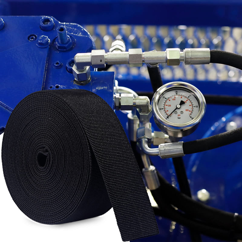25 FT Nylon Hydraulic Hose Protector Sleeve Sheath Cable Cover Welding Tig Torch Hose Cover for Long-Wearing Abrasion Protection, 2.25" ID, Black 2.25 Inch ID, 25 Feet Long