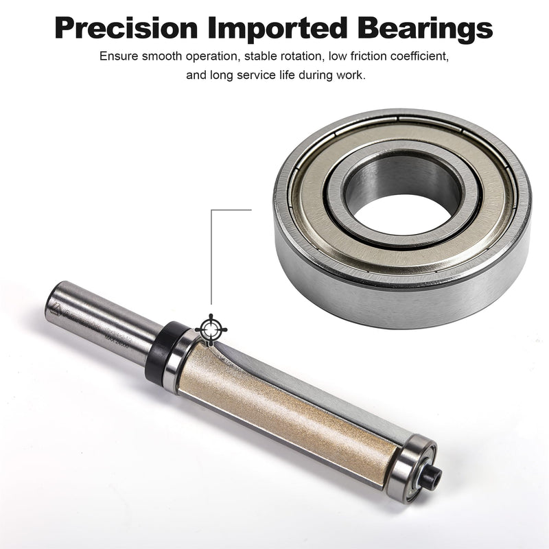 Top and Bottom Bearing Flush Trim Router Bits 1/2" Shank, 3/4" Cut Diameter, 2-1/2" Cut Length, Useful for Laminate Work or Template and Pattern Work 3/4" Diameter 3/4" Dia. - 2-1/2" CL. - 1/2" Shank