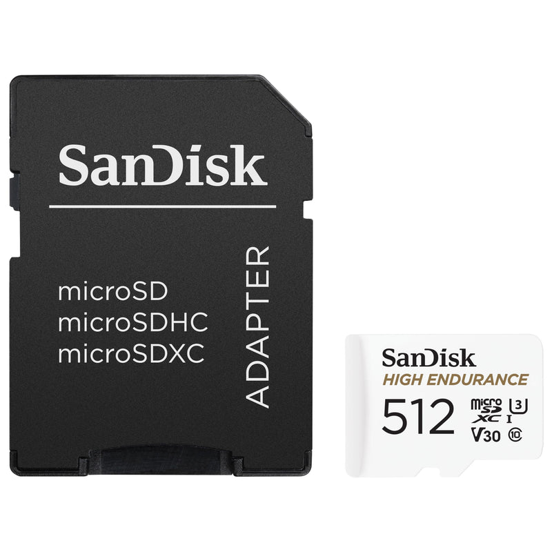 SanDisk 512GB High Endurance Video microSDXC Card with Adapter for Dash Cam and Home Monitoring Systems - C10, U3, V30, 4K UHD, Micro SD Card - SDSQQNR-512G-GN6IA Card Only