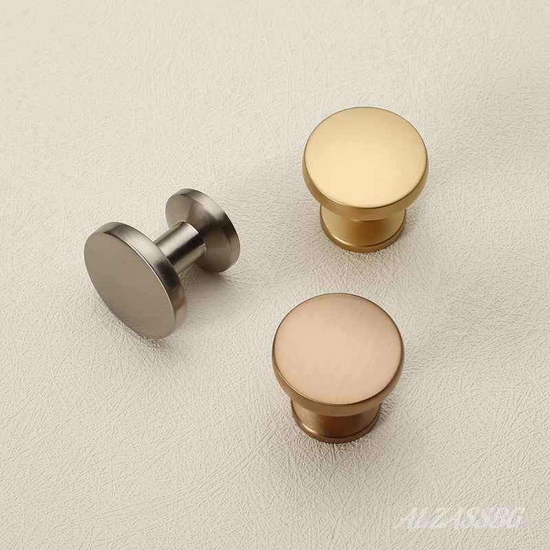 Alzassbg Brushed Satin Nickel Round Cabinet Knobs 10 Pack, AL6044SN | 1.1 Inch(30mm) Diameter, Single Hole Knob, Decorative Hardware Pulls, for Cabinets and Drawers