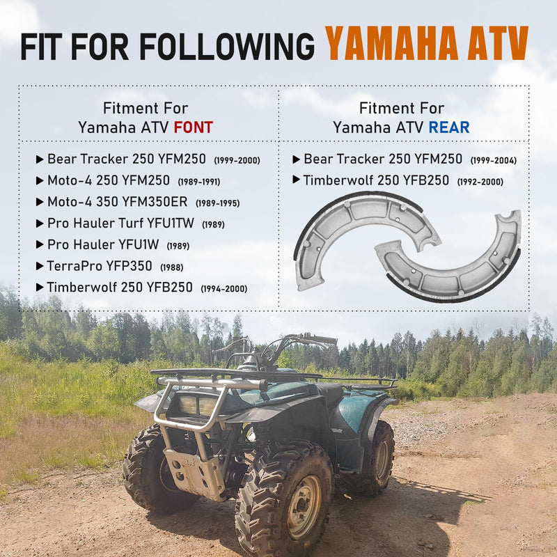 Front/Rear Brake Shoes for Yamaha Bear Tracker 250 Timberwolf 250 Moto-4 250 350 Pro Hauler TerraPro