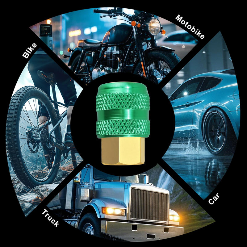 GODESON 2-Pack Locking Air Chuck, 1/4" FNPT All Metal Lock on Tire Chuck Quick Connect Tire valve, Closed Flow Green Inflator Nozzle for Air Compressor & Pressure Gauge-150PSI