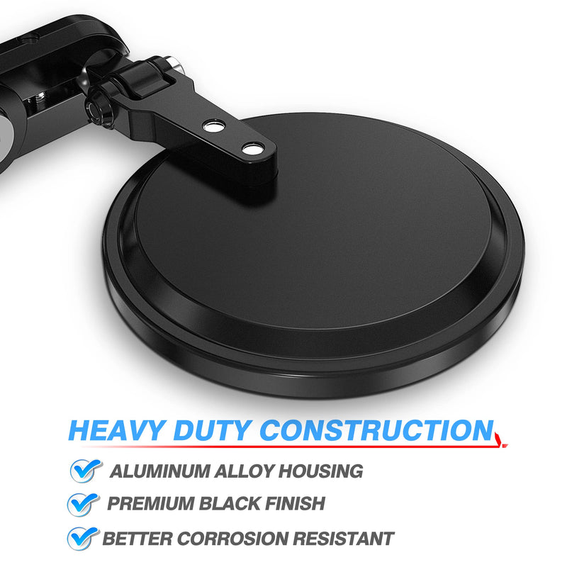 MICTUNING Universal Motorcycle Mirrors - 3 Inch Round Folding Bar End Side Mirror Compatible with Honda, Scooter, Suzuki, Yamaha, Kawasaki, Victory and More Black