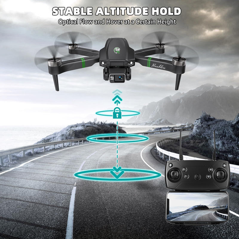 Drones with Camera for Adults 4K 1080P, Mini Drone with Camera, Altitude Hold, One Key Take Off/Landing, Headless Mode, 3D Flip, 3 Speed Mode, Foldable Remote Control Drone with 2 Batteries for Beginners Deep Black