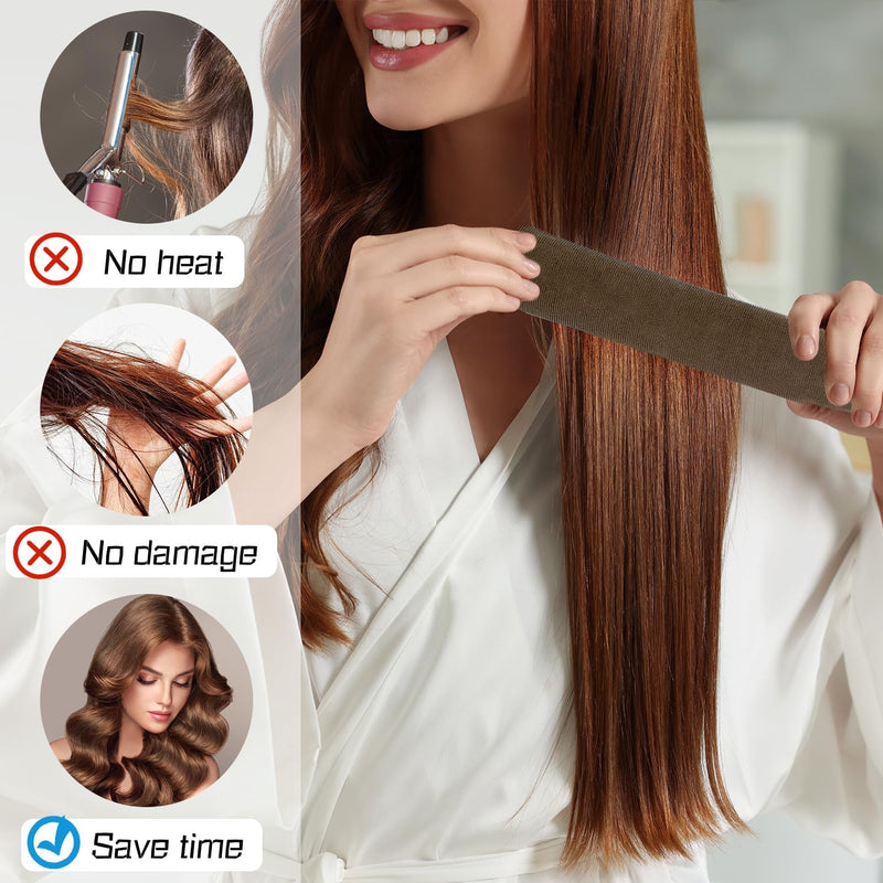 4Pcs Hair Curlers, Heat-Free Rollers with Square Head Wrap, No Heat Overnight Curls for Long Hair (Brown) Brown [4-pack] + silk scarf