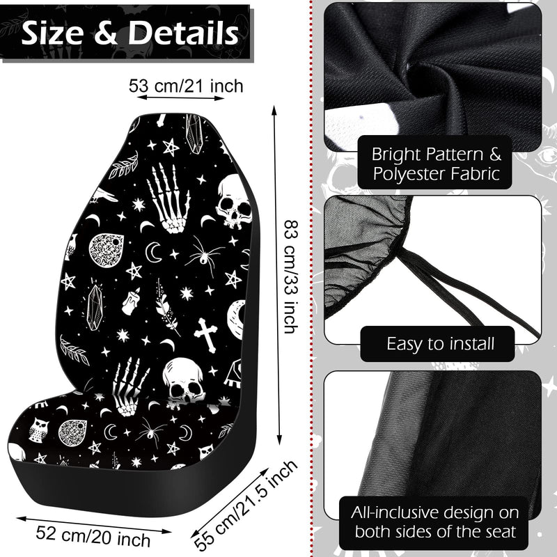 10 Pcs Moon Star Car Seat Cover Full Set for Women Men Steering Wheel Cover Front Seat Cover Belt Pad Armrest Pad Cover Car Coaster Keychain Wrist Holder for Universal Car SUV Truck(Vivid Pattern)