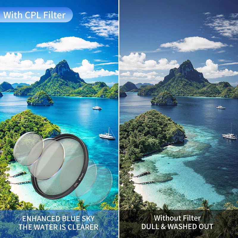 67mm CPL Filter for Phone/DSLR, HD Circular Polarizer Polarizing Filter, Lens Attachment for iPhone 17 16 15 14 13 12 Samsung Galaxy Pixel and Other Phones/Camera, Eliminate Reflections