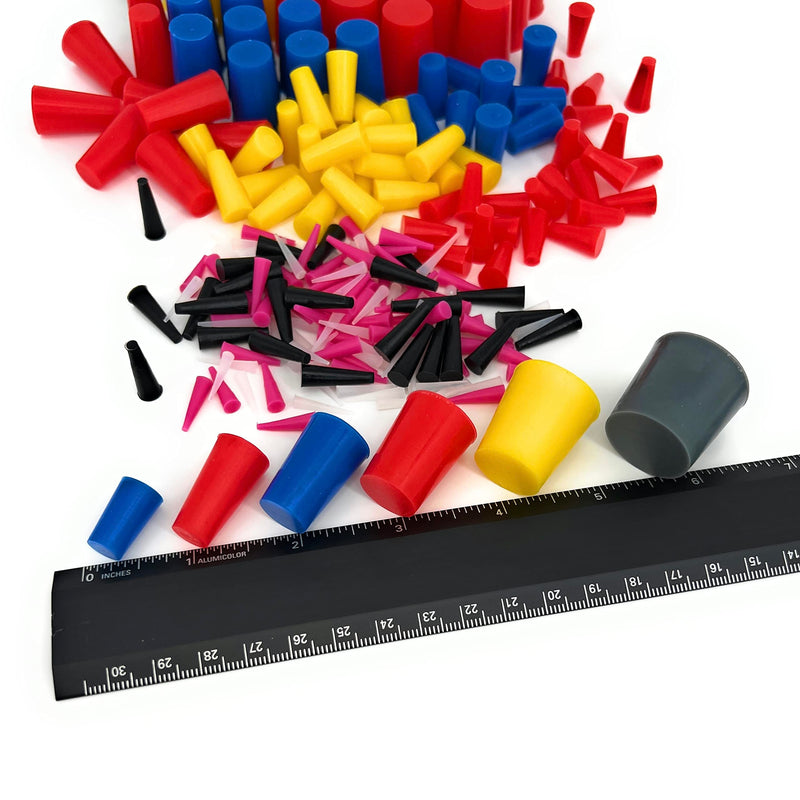 High Temp Masking Supply 235 Piece Silicone Rubber Plug Set - Sizes 1/32" to 1" - Tapered Stoppers for Powder Coating, Painting, Ceramic Coating, Sealing Holes - Non-Toxic, Flexible, Reusable