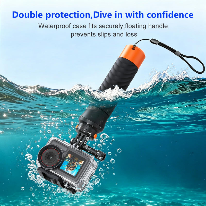Waterproof Case with Floating Handle Compatible with DJI Osmo Action 3/4/5 Pro, 164FT/50M Underwater Dive Housing Protective Camera Case for Diving, Snorkeling, Surfing, Swimming, Kayaking Action345F