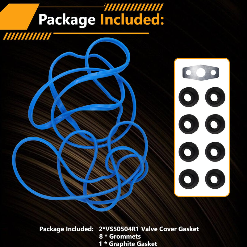 Valve Cover Gasket Set Compatible with Chevy Silverado, Suburban, Tahoe, Trailblazer, fit for GMC Sierra, Yukon, Envoy, fit for Escalade 4.8L 5.3L 6.0L 6.2L Replace 12637683 VS50504R1