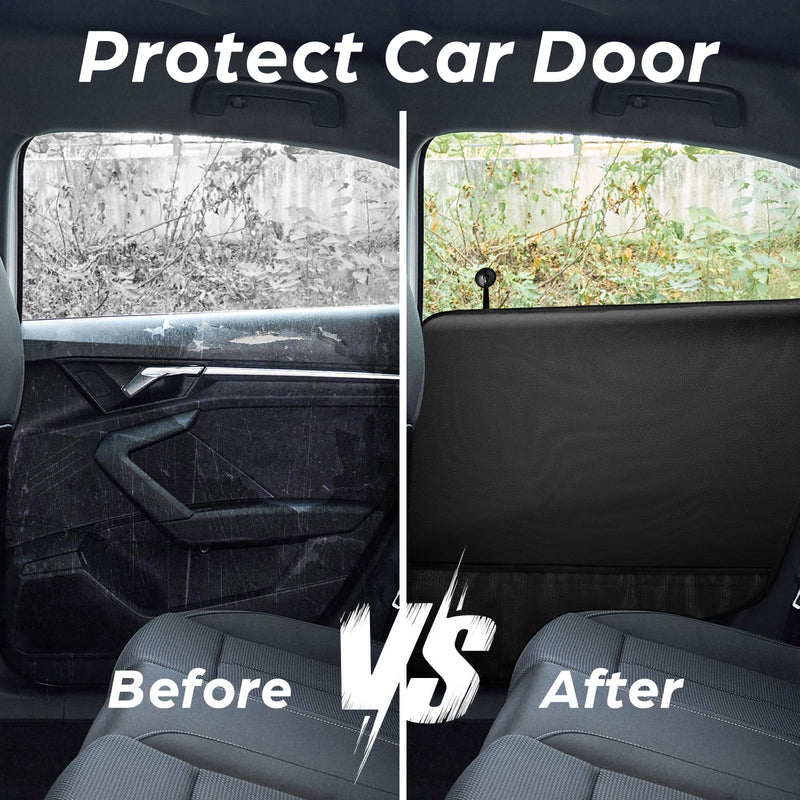 Dog Car Door Protector - 2 Pack Durable & Universal Fit Anti-Scratch Waterproof Vehicle Door Covers, Guards Your Car from Dog Scratching, Essential Accessories for SUV Interiors，Black Black