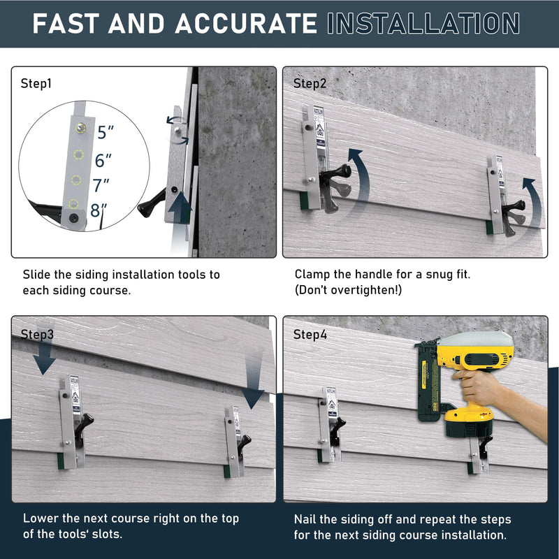 Siding Installation Tools, Siding Mounting Kit for Use with 5/16-Inch Fiber Cement Sidings, Sidings Tools with Adjustable Reveals, Aluminum Body, 2 Pac 5/16-Inch Thickness