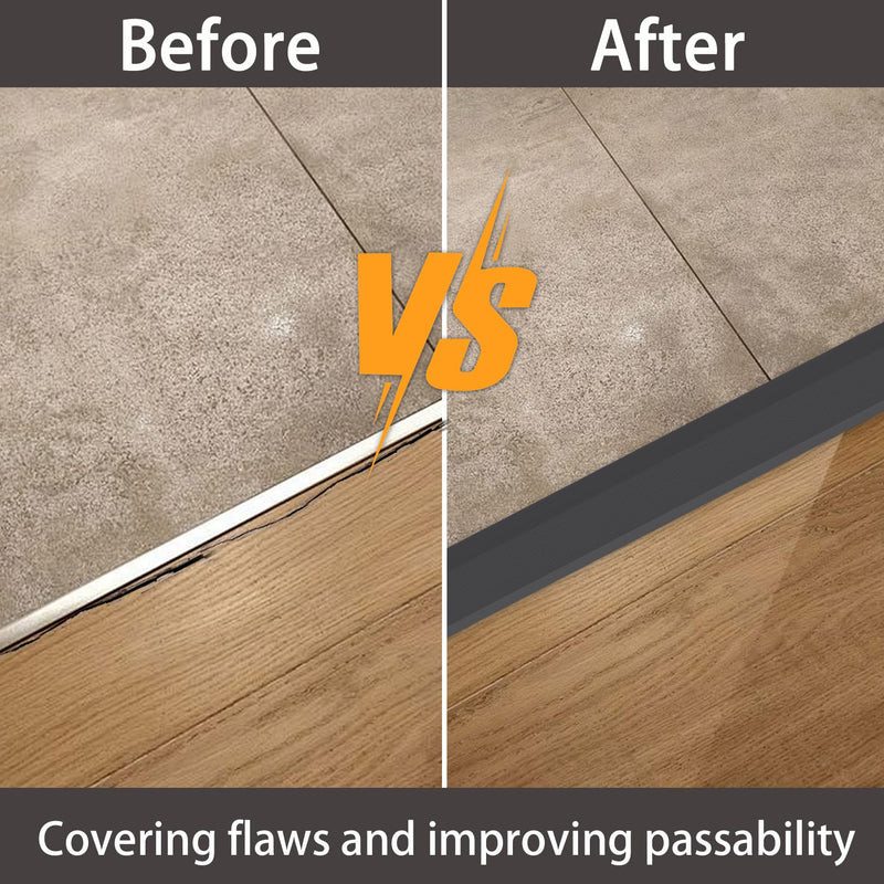Lunghaa Aluminum Floor Transition Strip, Threshold Reducer for Doorway Ramp Tiles Laminate Planks, Bridge The Height Gap Between 0.3-1.6 inches (4.2 ft x 3.9 in, Matte Black) 4.2 ft x 3.9 in