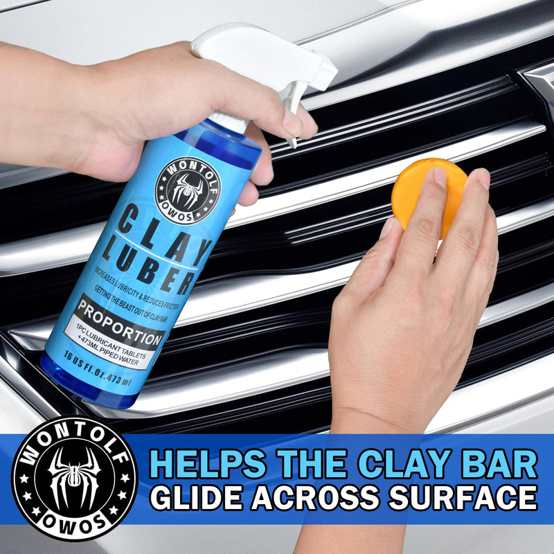 Car Clay Bars Auto Detailing and Clay Luber Synthetic Lubricant Kit, 4 Clay Bars, Clay bar Lubricant Tablets 10 Pack(1pc=16 fl oz), Spray Bottle and Microfiber Towel for Car Detailing Cleaning Clay Bar Kit