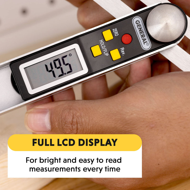 General Tools T-Bevel Gauge & Protractor - Digital Angle Finder with Full LCD Display & 8" Stainless Steel Blade No Bubble Level