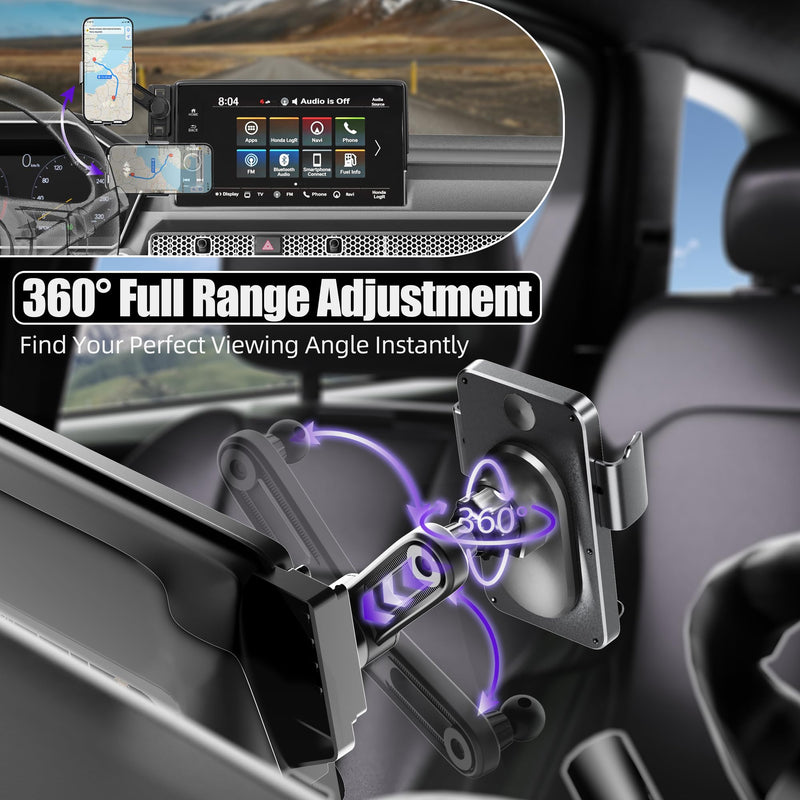Car Phone Mount for 2023-2026 Honda CR-V & HR-V, Smart Auto-Clamping on 7/9" Touchscreen, 15W Wireless Fast Charging, Premium Aluminum Holder, Without Blocking Airflow for Honda CR-V/HR-V | 2023-2026