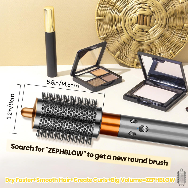 Large Round Volumizing Brush for Dyson Airwrap HS01/05/08 | Round Brush Attachment for Dry Smooth Volumize and Styling Hair gold